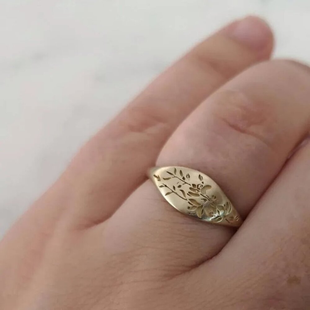 NEW Harmony 18K Gold Plated Floral Engraved Ring